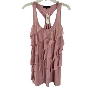 Almost Famous Blush Pink Racerback Ruffle Tank Top Size Large